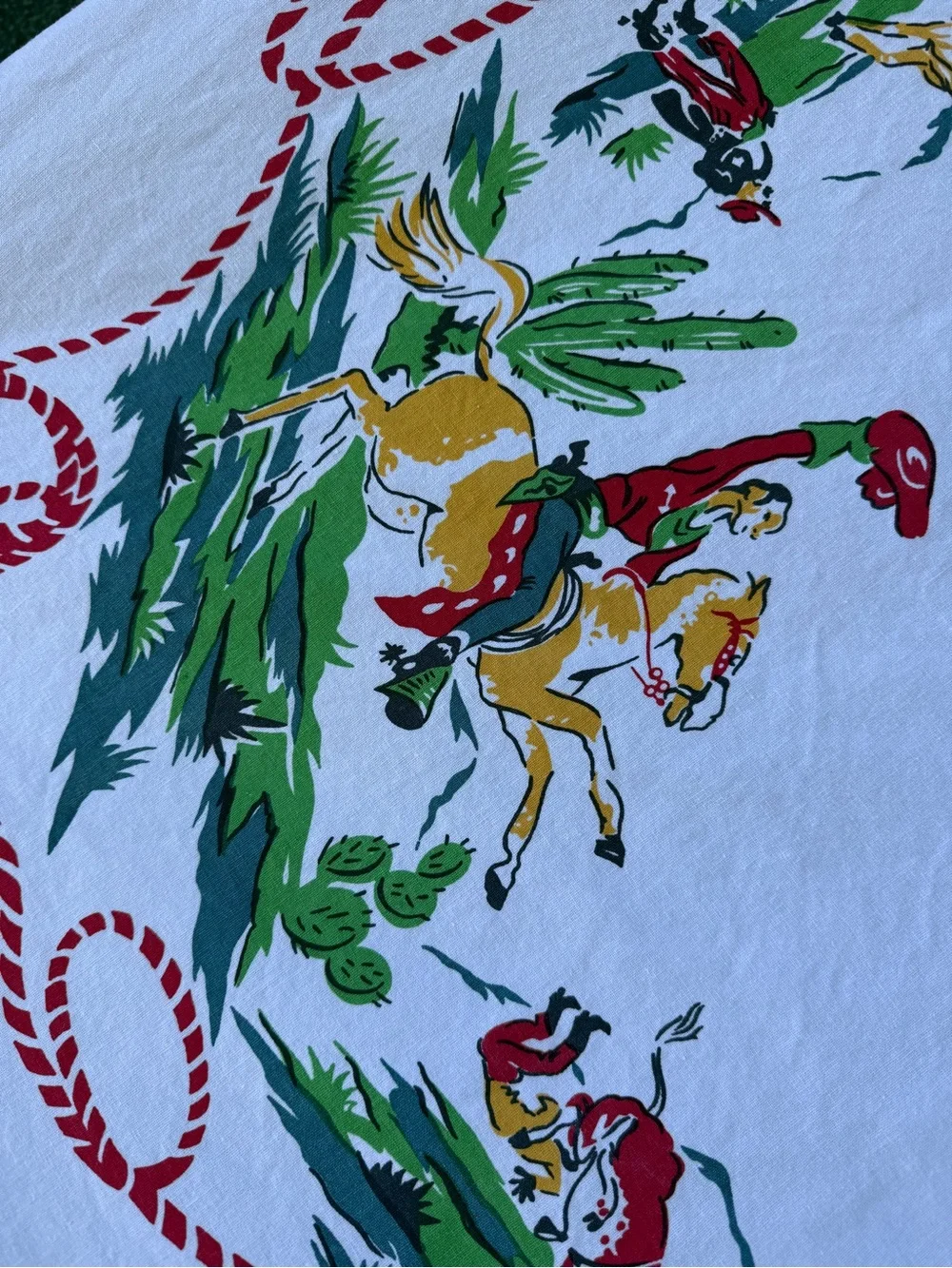 Retro style moda home cowboy western Rodeo rope Print Tablecloth 50”x50” cotton